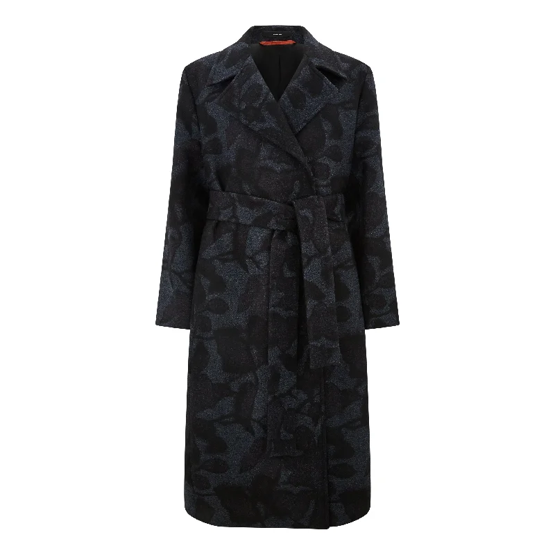 Clearance Items Tonal Flower Print Wool Coat