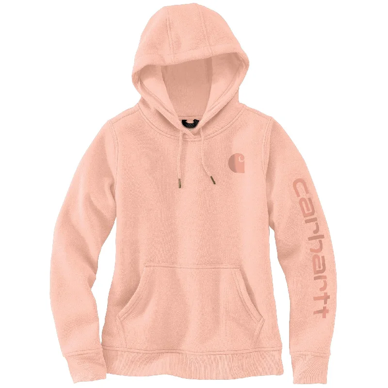 Savings Galore Spring 2024 102791 - Women's relaxed fit midweight logo sleeve graphic hoodie - Tropical Peach Savings Galore Spring 2024 102791 - Women's relaxed fit midweight logo sleeve graphic hoodie - Tropical Peach