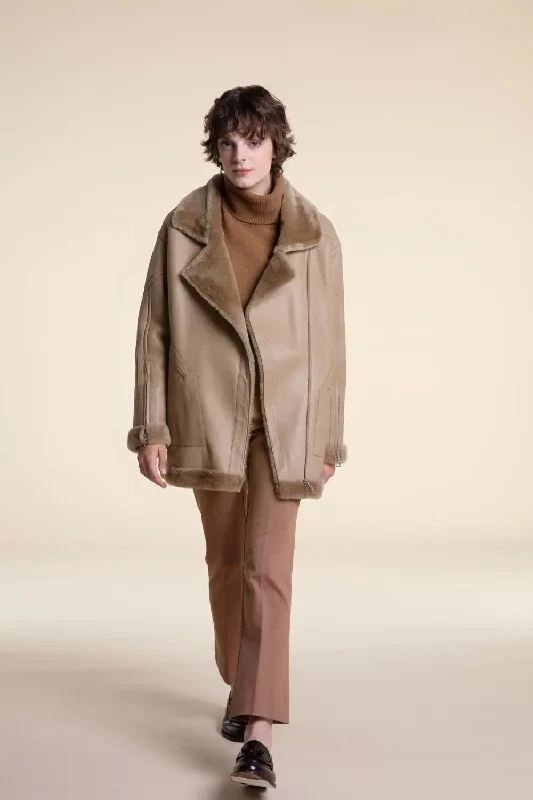Extra Savings Beige shearling jacket