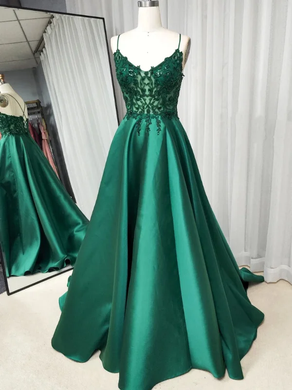 fitted bodycon dressfitted bodycon dressV Neck Open Back Green Lace Long Prom Dresses, Green Lace Formal Graduation Evening Dresses SP2763