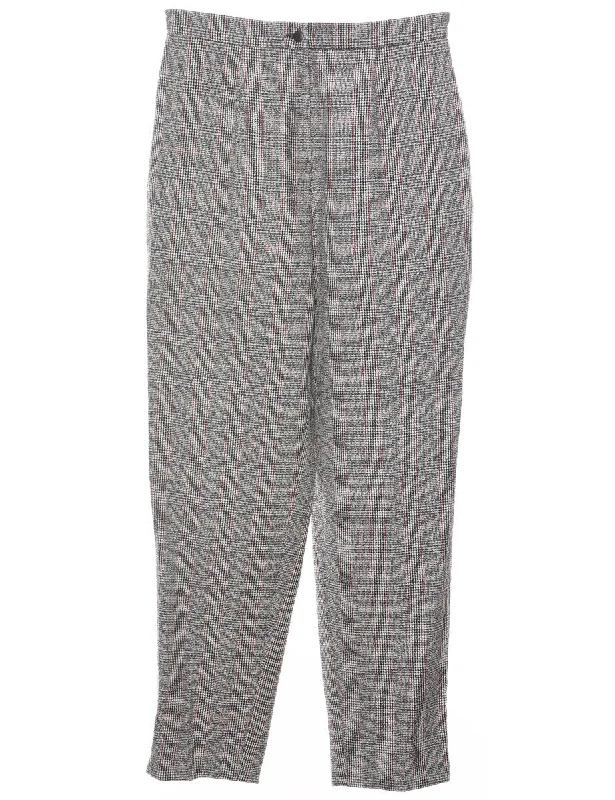 TIME-Limited Offer Dogtooth Design Dark Grey & White Checked Trousers - W28 L30
