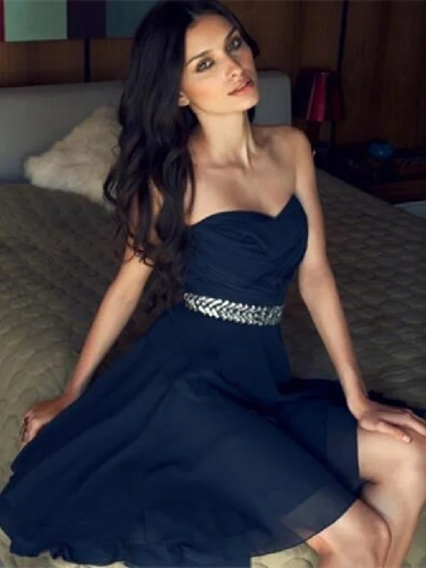 Can't Miss Navy Blue Chiffon Short Prom Dresses, Navy Blue Homecoming Dresses, Graduation Dresses Can't Miss Navy Blue Chiffon Short Prom Dresses, Navy Blue Homecoming Dresses, Graduation Dresses