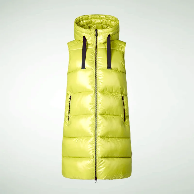 Extra Savings Woman's Iria Hooded Puffer Vest in Lichen Green