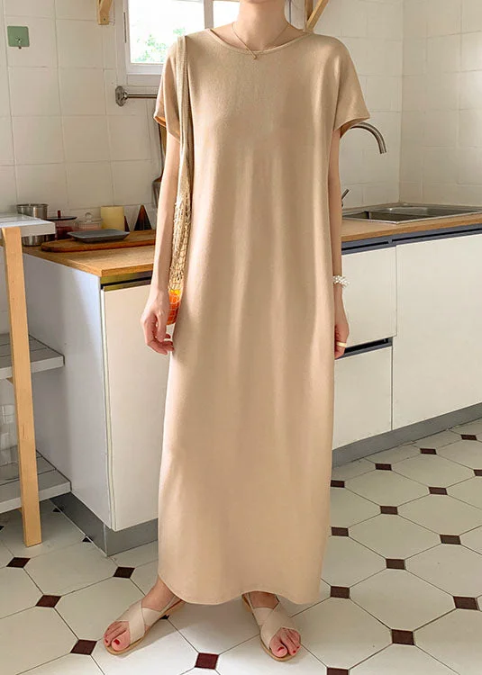 sleek midi dresssleek midi dressDiy Beige Front Back Wear On Both Sides Knit Dresses Summer