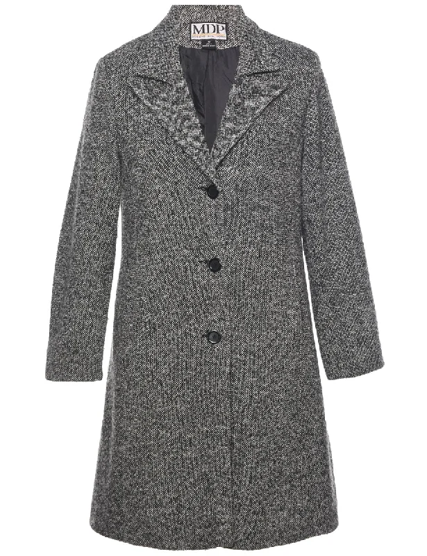 Members Only Patterned Wool Coat - M