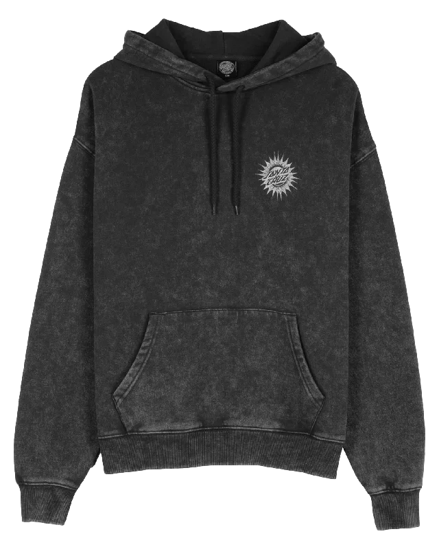 Steals and Deals Ornate Dot Hoodie in Black Acid Wash