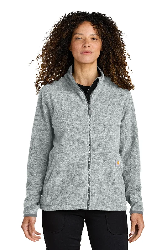 Savings Alert Carhartt Womens Textured Fleece Full Zip Jacket - Heather Grey - New Savings Alert Carhartt Womens Textured Fleece Full Zip Jacket - Heather Grey - New