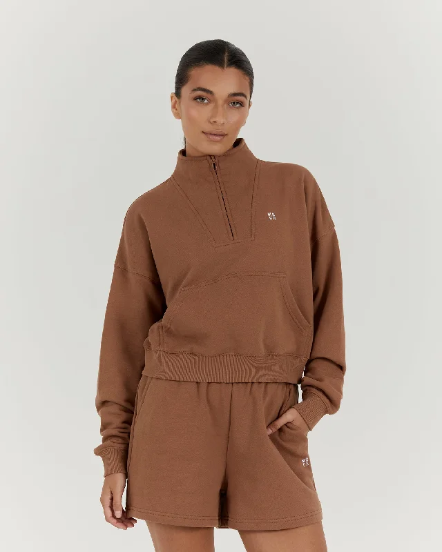 Value Deals LEISURE 1/4 ZIP JUMPER - MOCHA