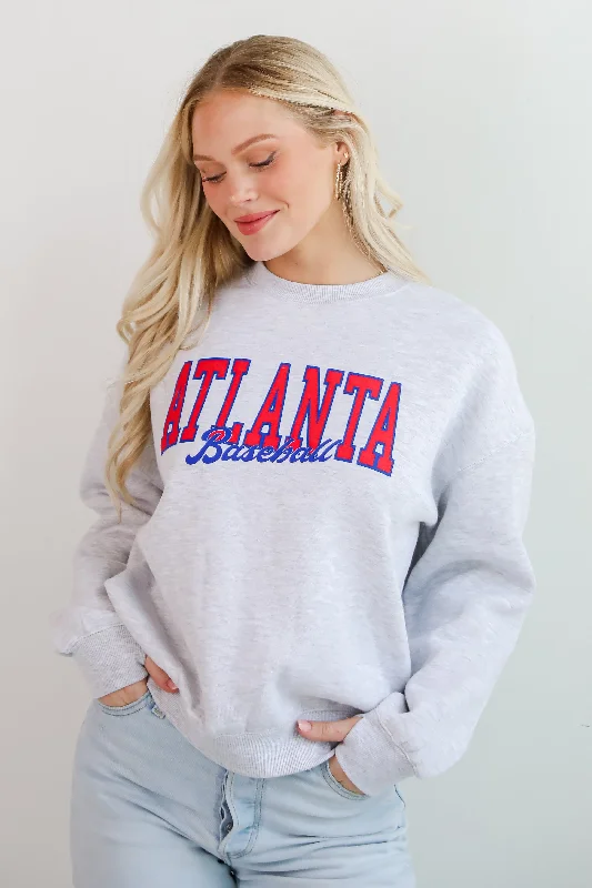 fitted workout hoodieLight Heather Grey Atlanta Baseball Sweatshirt