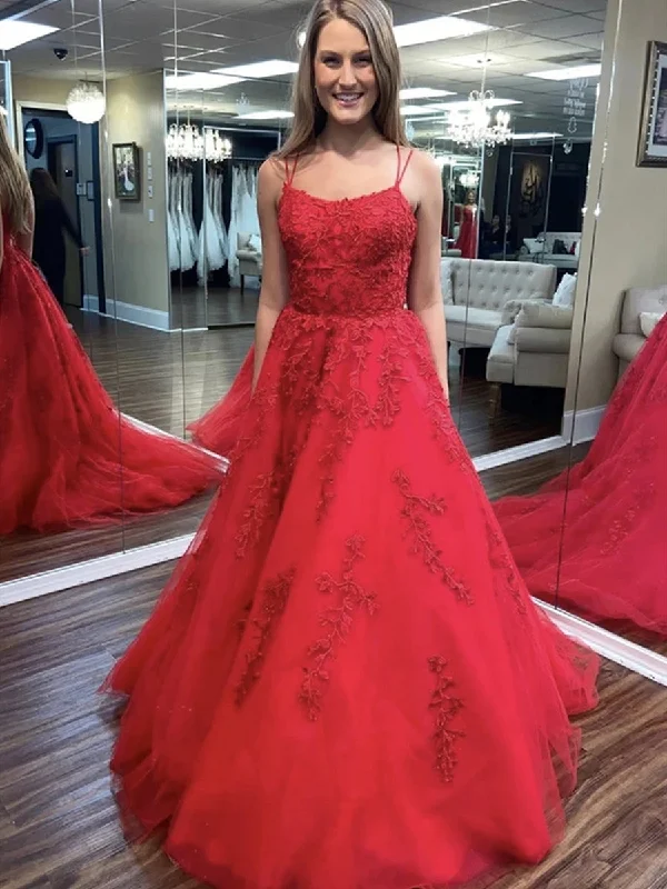 Midnight Madness Backless Red Lace Long Prom Dresses, Red Lace Formal Dresses, Red Evening Dresses, Ball Gown