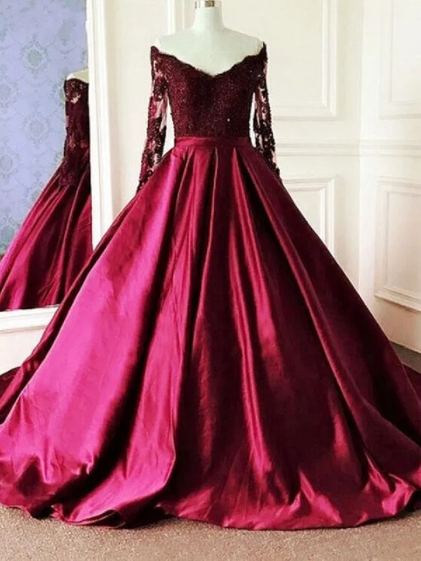 Today’s Deal V Neck Long Sleeves Burgundy Lace Long Prom Dresses, Wine Red Long Sleeves Lace Formal Evening Dresses Today’s Deal V Neck Long Sleeves Burgundy Lace Long Prom Dresses, Wine Red Long Sleeves Lace Formal Evening Dresses