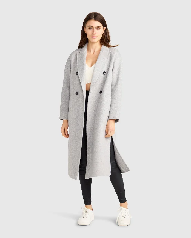 Seasonal Clearance Guestlist Oversized Double Breasted Coat - Grey Marle