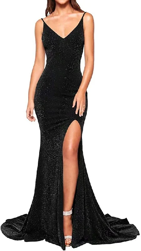 statement dressstatement dressSexy Backless Fitted Sparkle Black Evening Dress