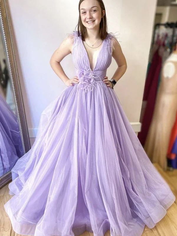 Epic Deals V Neck Purple Tulle Long Prom Dresses, Long Purple Formal Evening Dresses Epic Deals V Neck Purple Tulle Long Prom Dresses, Long Purple Formal Evening Dresses