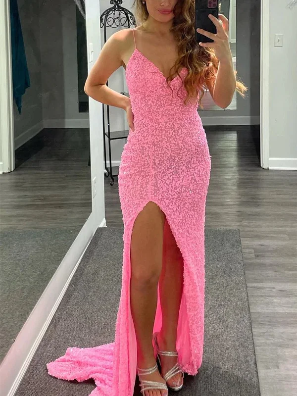 casual knit dresscasual knit dressShiny Sequins V Neck Mermaid Pink Long Prom Dresses with High Slit, Mermaid Pink Formal Graduation Evening Dresses SP2288