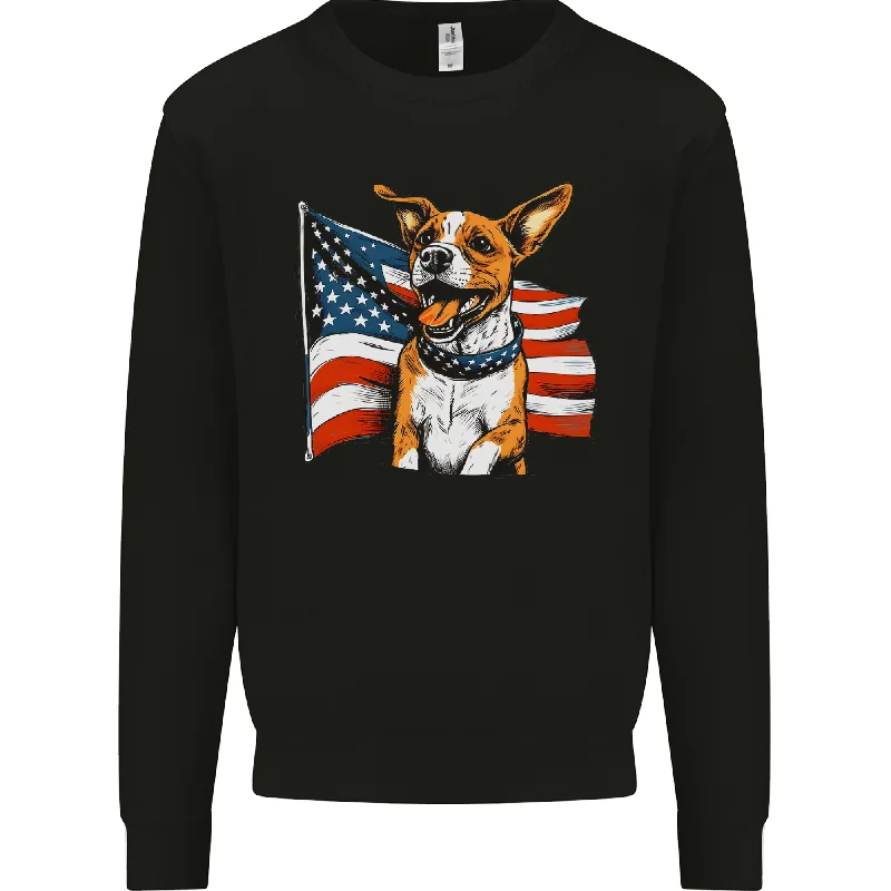 long-sleeve athletic hoodieA Jack Russell With USA Flag America Dog Mens Sweatshirt Jumper