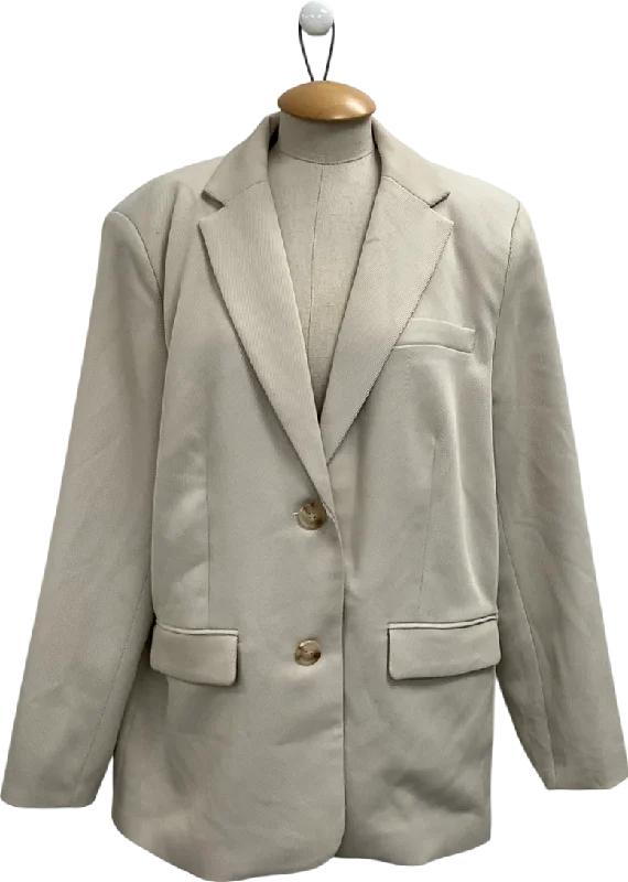 Price Buster NA-KD Beige Single Breasted Textured Blazer UK 10