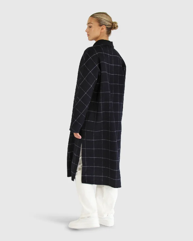Great Bargains Guestlist Oversized Double Breasted Coat - Navy Plaid