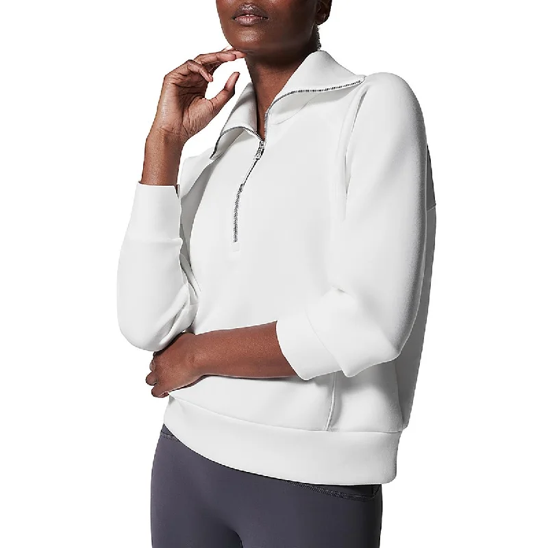 Weekend Deal Spanx Womens Solid Fitness 1/2 Zip Top
