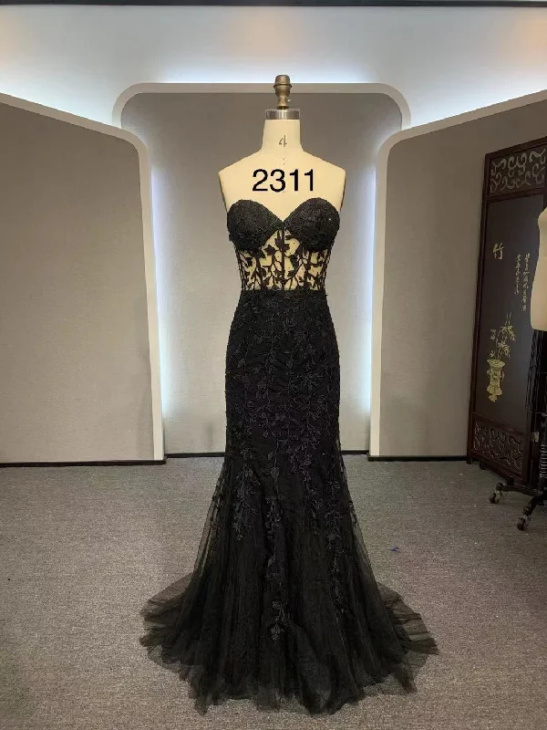 floral dressfloral dressWholesale Black Mermaid Lace Dress 2311