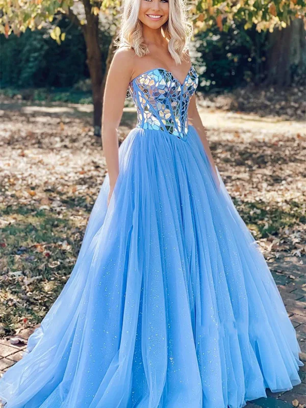 long-sleeve floral dresslong-sleeve floral dressBling Bling Strapless Sequins Blue Tulle Long Prom Dresses, Blue Tulle Formal Graduation Evening Dresses SP2350