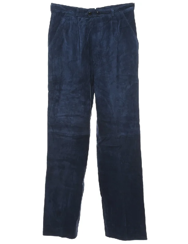 YEAR-End Clearance Navy Classic Suede Trousers - W28 L30