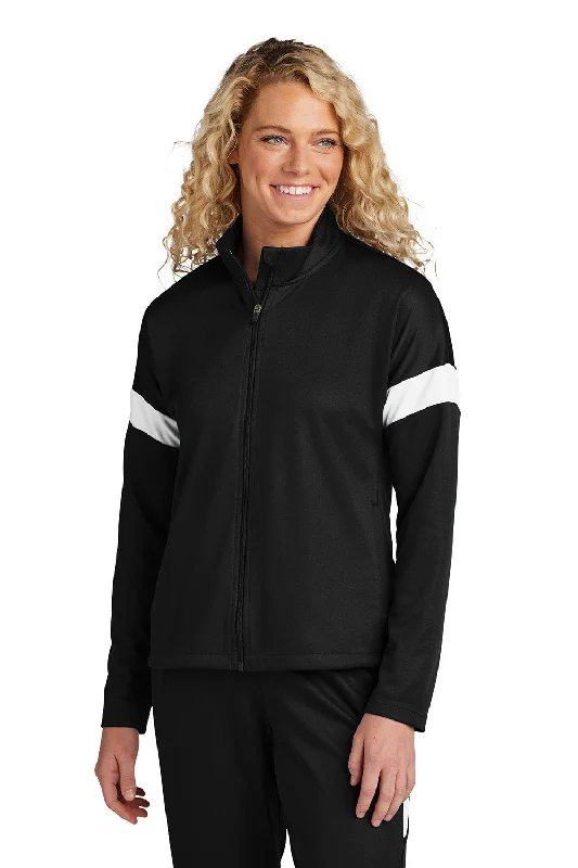 Amazing Deals Sport-Tek Womens Moisture Wicking Travel Full Zip Jacket - Black/White - New