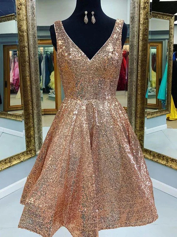 draped dressdraped dressV Neck Champagne Lace Short Prom Homecoming Dresses, Short Champagne Lace Formal Graduation Evening Dresses SP2093