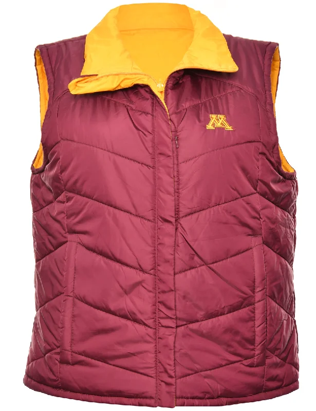 Major Savings Maroon & Yellow Sleeveless Puffer Jacket - M