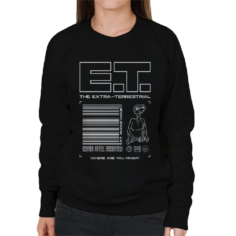 sleek workout sweatshirtE.T. The Extra Terrestrial Where Are You From Women's Sweatshirt