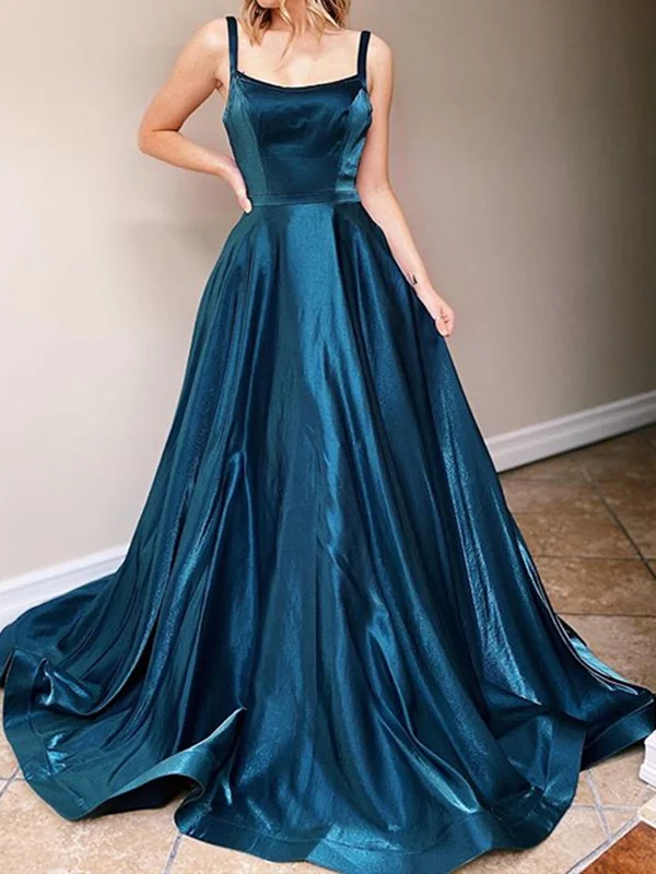 Closeout Backless Dark Emerald Green Long Prom Dresses, Dark Emerald Green Long Formal Evening Dresses