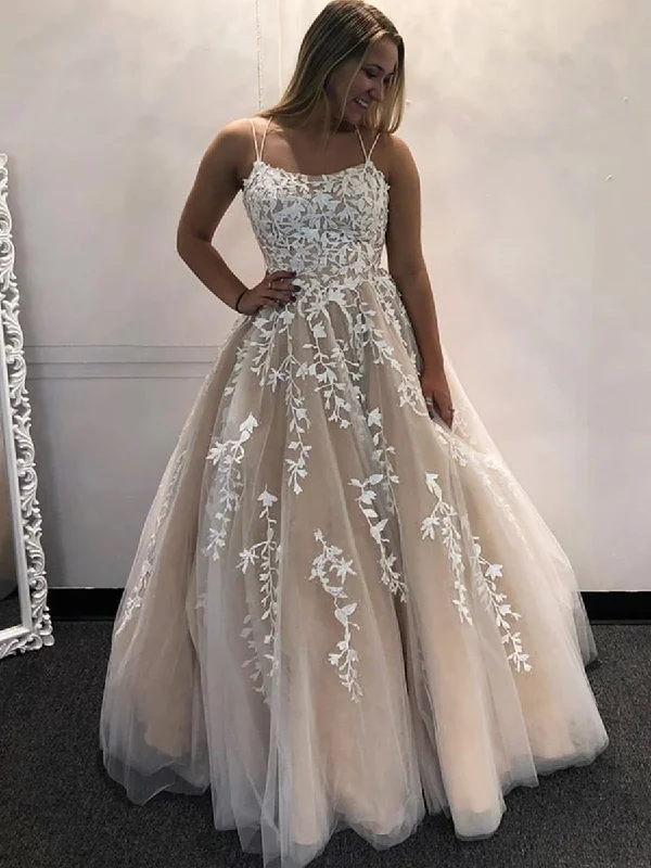 Year-End Sale Gorgeous Backless Champagne Lace Long Prom Dresses with Appliques, Champagne Lace Formal Evening Dresses Year-End Sale Gorgeous Backless Champagne Lace Long Prom Dresses with Appliques, Champagne Lace Formal Evening Dresses