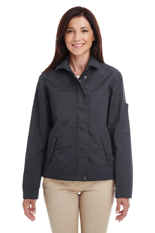 Instant Savings Harriton Womens Auxiliary Water Resistant Canvas Full Zip Jacket - Dark Charcoal Grey - Closeout Instant Savings Harriton Womens Auxiliary Water Resistant Canvas Full Zip Jacket - Dark Charcoal Grey - Closeout