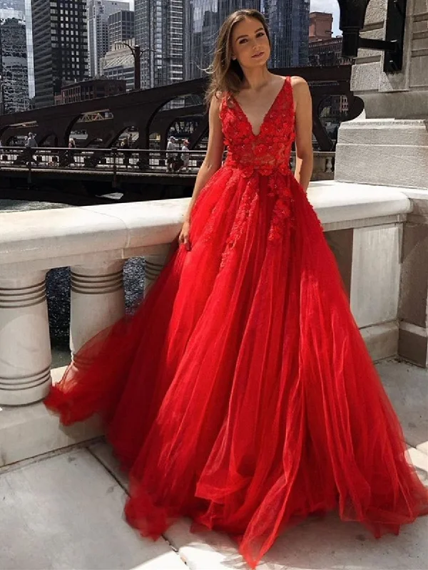 Closeout A Line V Neck Appliques Red Lace Long Prom Dresses 2020, Red Lace Appliques Formal Dresses, Red Lace Evening Dresses Closeout A Line V Neck Appliques Red Lace Long Prom Dresses 2020, Red Lace Appliques Formal Dresses, Red Lace Evening Dresses