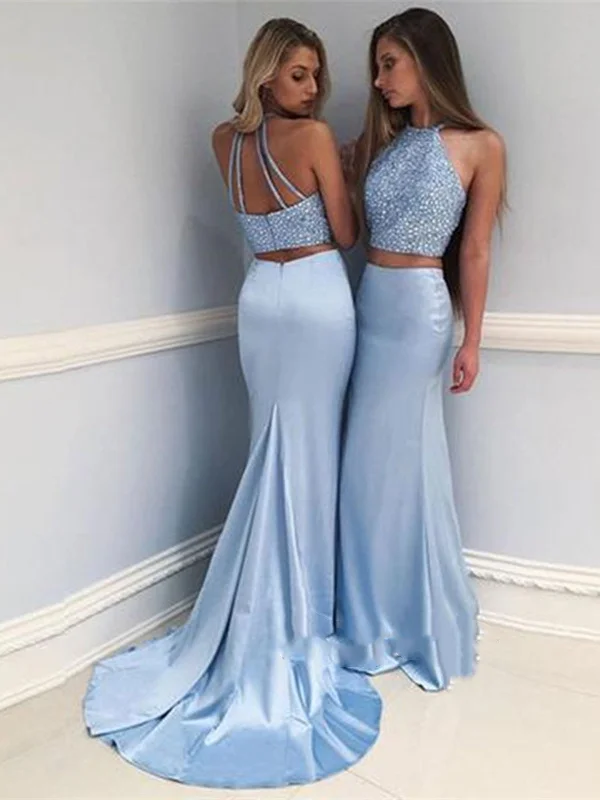 Weekend Flash Sale Two Pieces Mermaid Light Blue Prom Dress, Light Blue Formal Dress, Mermaid Evening Dress Weekend Flash Sale Two Pieces Mermaid Light Blue Prom Dress, Light Blue Formal Dress, Mermaid Evening Dress