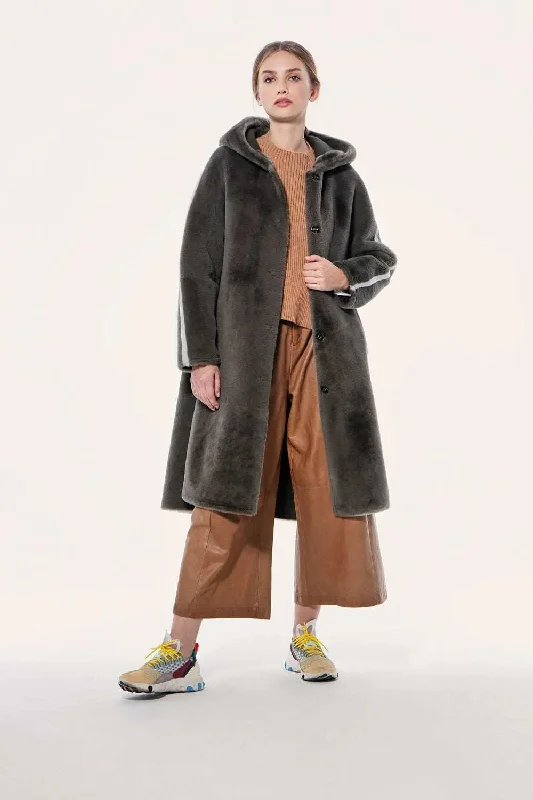 Limited Time Offer Shearling hooded coat