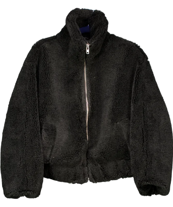 Super Deal Free People Black Get Cosy Teddy Jacket UK XS