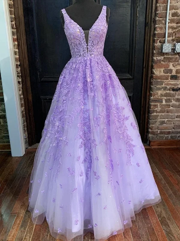 While Supplies Last Deep V Neck Purple Lace Long Prom Dresses, Purple Lace Formal Graduation Evening Dresses While Supplies Last Deep V Neck Purple Lace Long Prom Dresses, Purple Lace Formal Graduation Evening Dresses