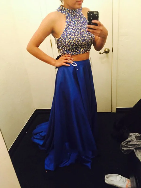 Mega Sale Custom Made 2 Pieces Blue Prom Dresses, Formal Dresses, Evening Dresses