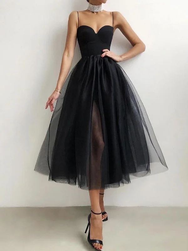 Markdowns Sweetheart Neck Short Black Prom Dresses with Straps, Short Black Formal Graduation Evening Dresses