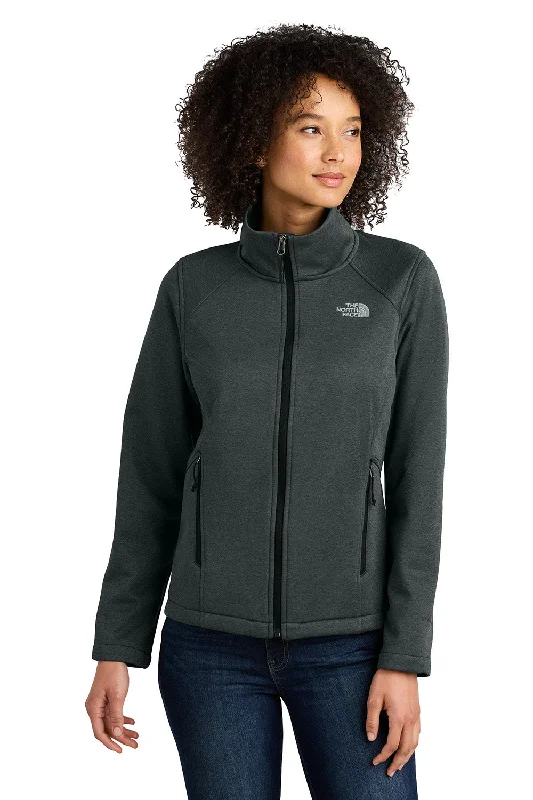 Discount Deals The North Face Womens Ridgewall Wind & Water Resistant Soft Shell Full Zip Jacket - Heather Dark Grey - New