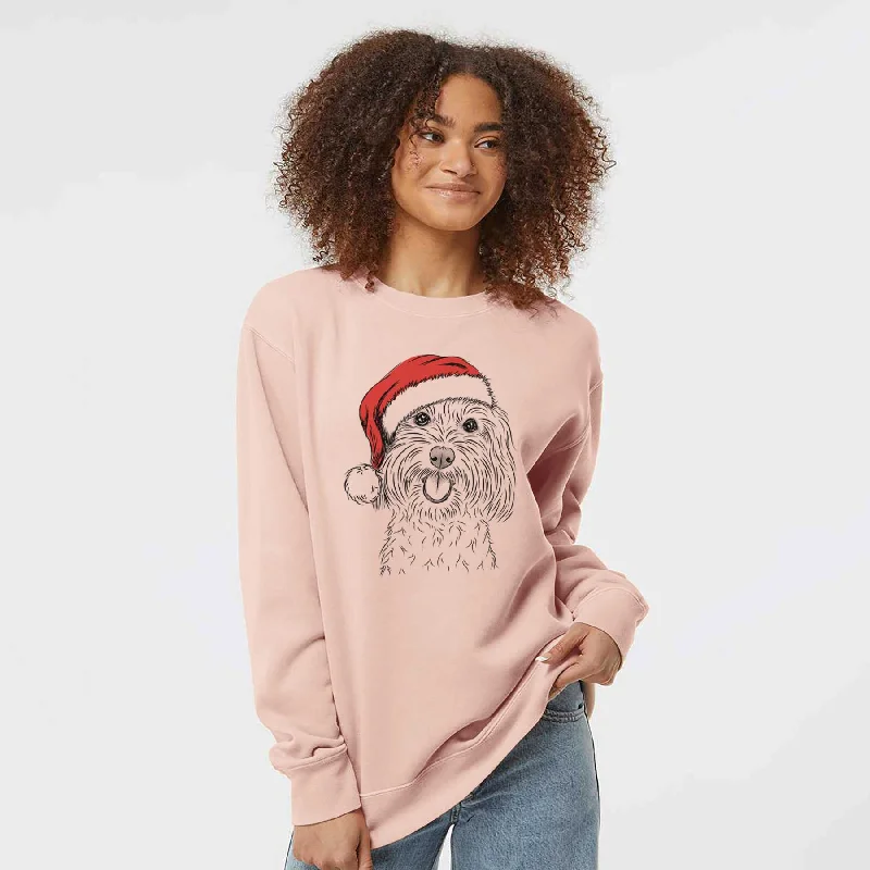 high-end athletic hoodieSanta Cuddles the Coton de Tulear - Unisex Pigment Dyed Crew Sweatshirt