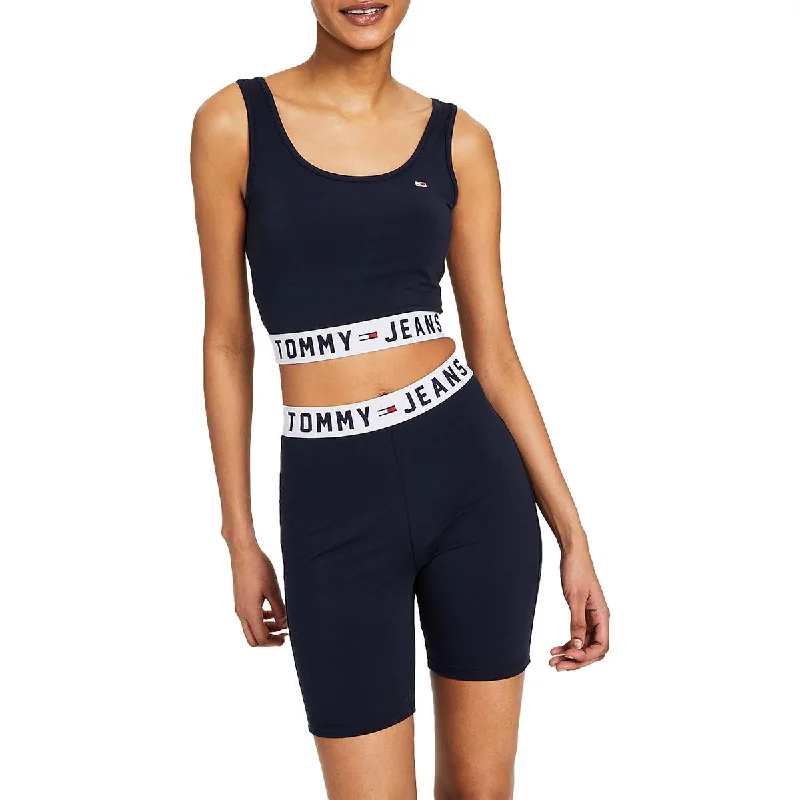 Discount Days Tommy Jeans Womens Logo Stretch Crop Sports Bra