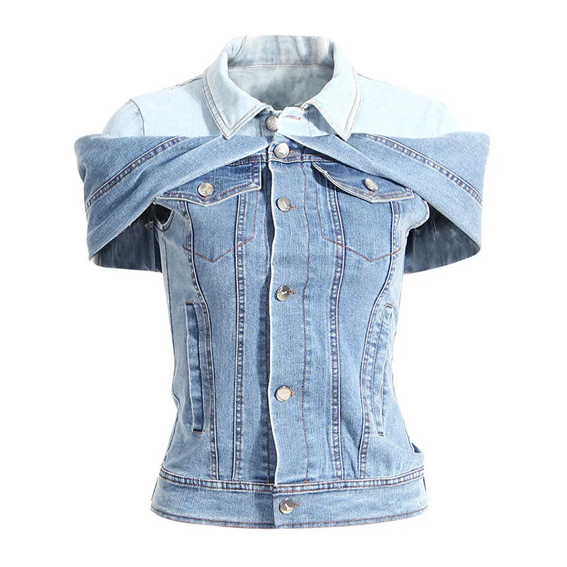 Deal of the Week Unique Contrast Collared Button Front Deconstructed Hybrid Denim Jacket Deal of the Week Unique Contrast Collared Button Front Deconstructed Hybrid Denim Jacket