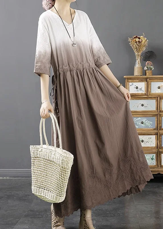 Deal of the Week Loose Light Coffee Patchwork Drawstring Maxi Dresses Bracelet Sleeve Deal of the Week Loose Light Coffee Patchwork Drawstring Maxi Dresses Bracelet Sleeve