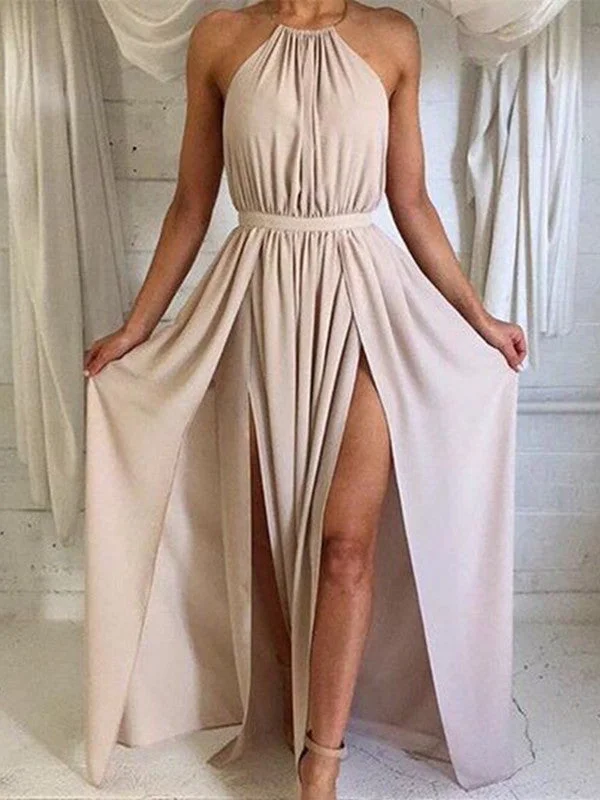 Savings Event Custom Made A Line Halter Neck Backless Long Prom Dress, Long Formal Dress, Bridesmaid Dress Savings Event Custom Made A Line Halter Neck Backless Long Prom Dress, Long Formal Dress, Bridesmaid Dress