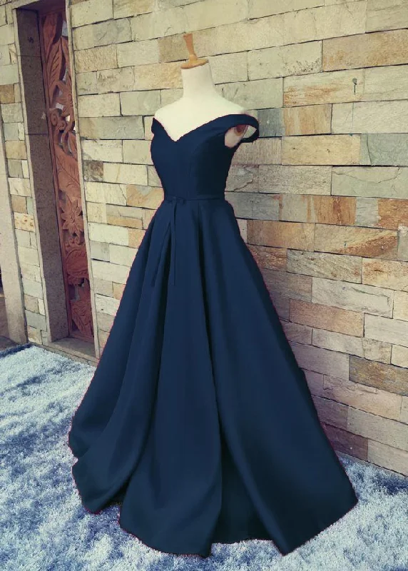 bodycon dressbodycon dressSexy Off Shoulder Sleeves Navy Blue Prom Dress