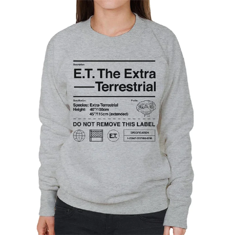 eco-friendly sports hoodieE.T. The Extra Terrestrial Specification Profile Women's Sweatshirt