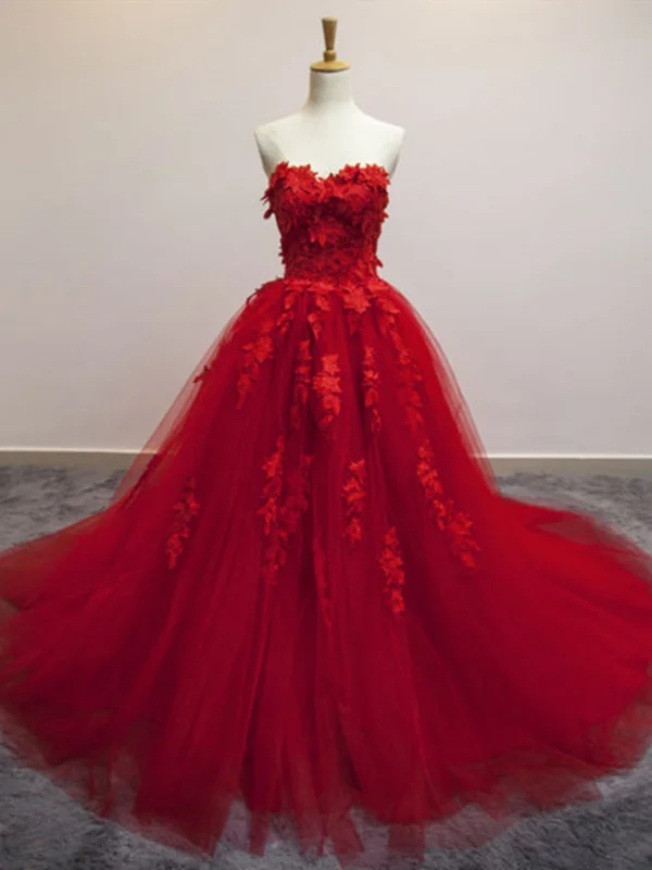 Lowest Price Sweetheart Neck Red Lace Appliques Long Prom Dresses, Red Lace Formal Dresses, Red Evening Dresses Lowest Price Sweetheart Neck Red Lace Appliques Long Prom Dresses, Red Lace Formal Dresses, Red Evening Dresses