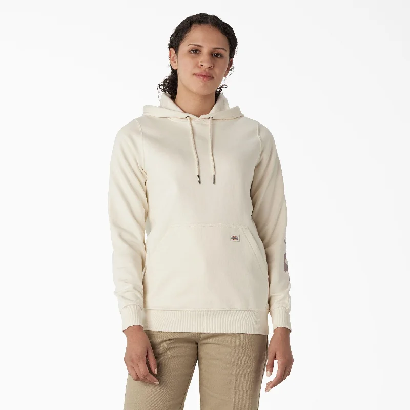 Quick Sale Women's Water Repellent Sleeve Logo Hoodie, Antique White